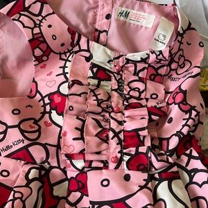 H&M x Hello Kitty Sanrio Pink Collage Ruffle Sleeveless A-Line Dress 7/8